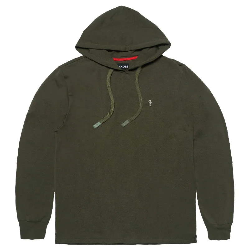 Loose grey hoodie -M4500 Luciano Jersey Hoodie - Olive