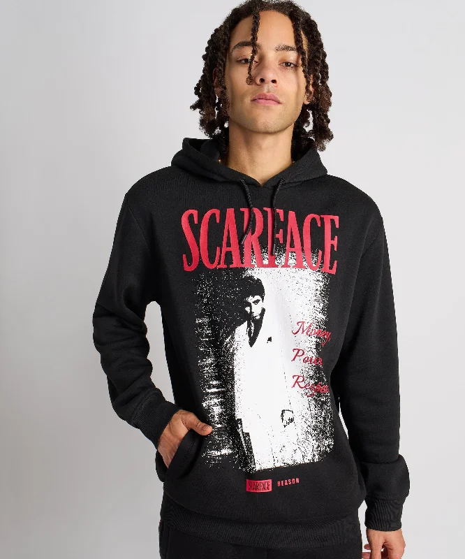 Cropped black hoodie -Scarface Money Power Respect Graphic Print Hoodie - Black