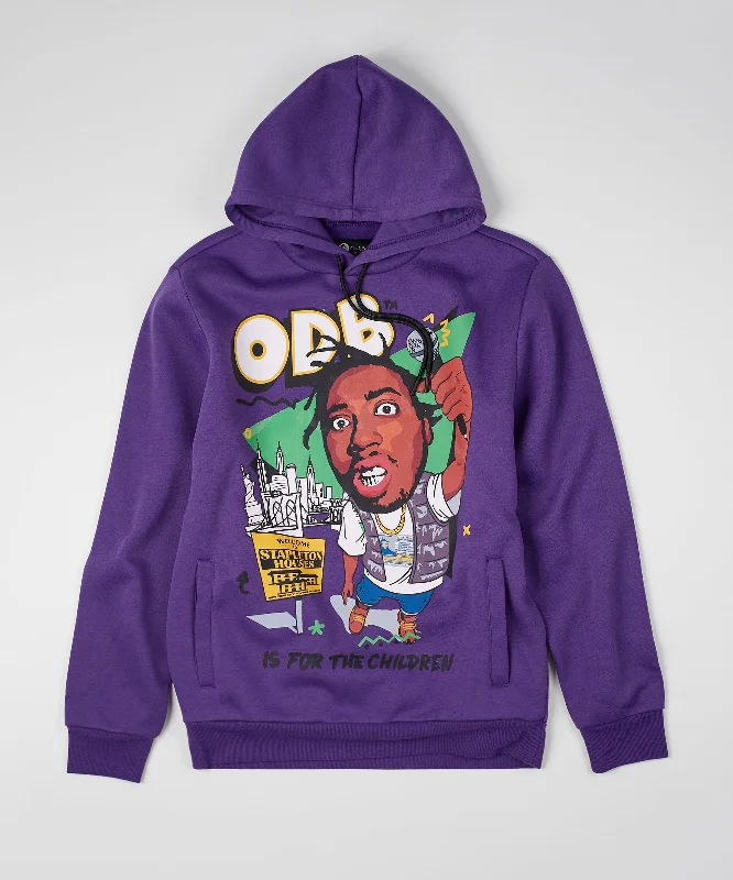 Patterned fleece hoodie -ODB Funky Hoodie - Purple