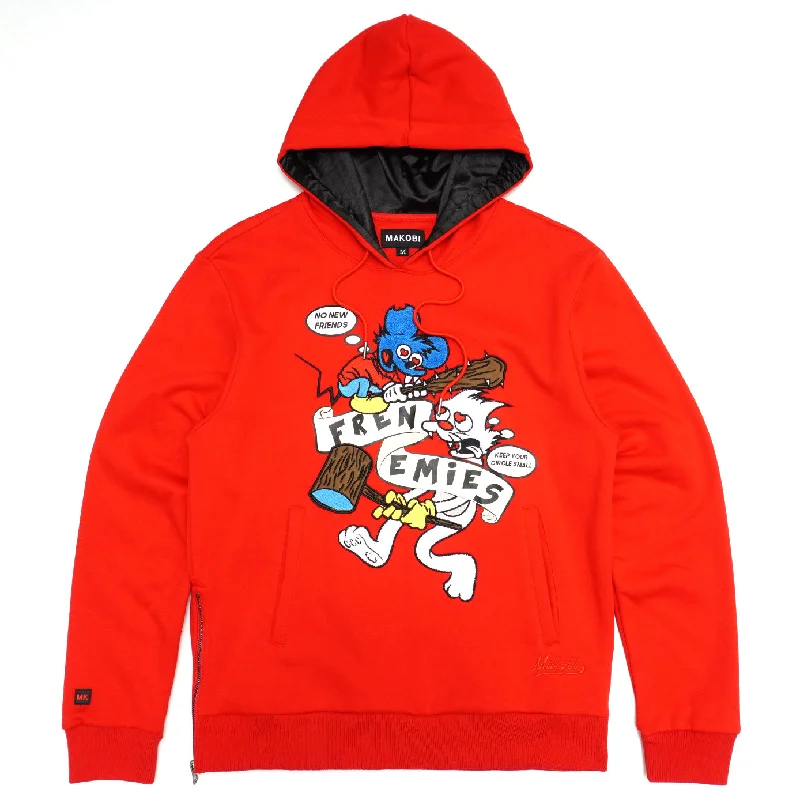 Boho red hoodie -M4261 Frenemies Fleece Hoodie - Red