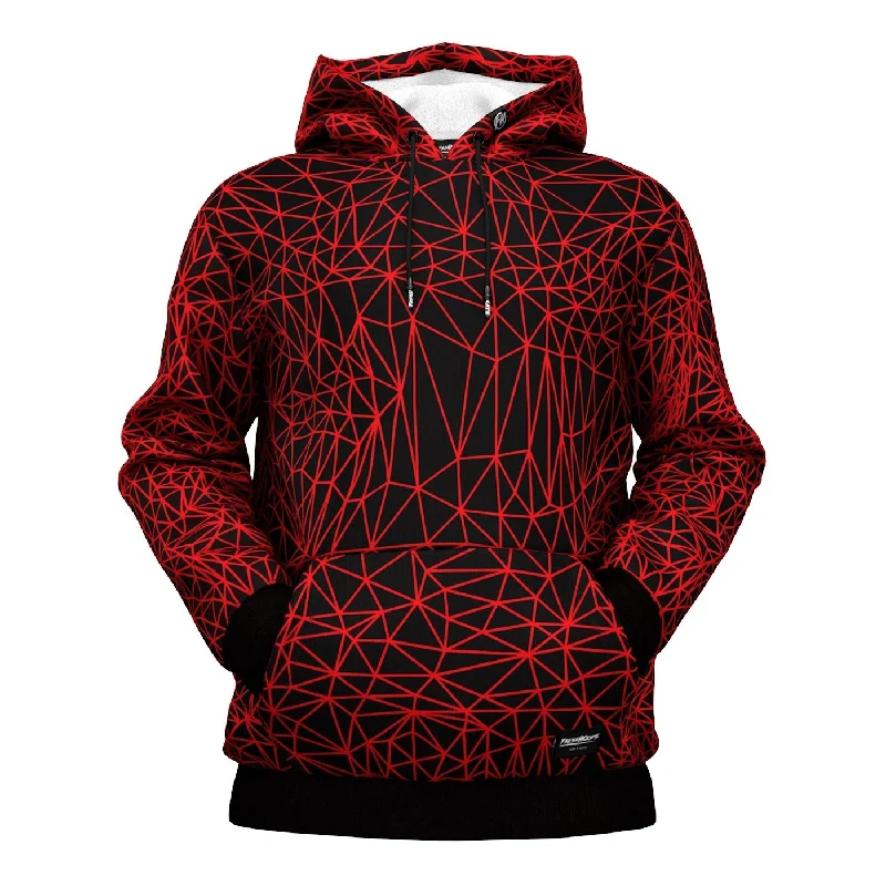 Polka dot grey hoodie -Abstract Red Polygons Hoodie