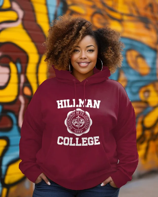 Solid red hoodie -Hillman College Long-sleeved Hoodie