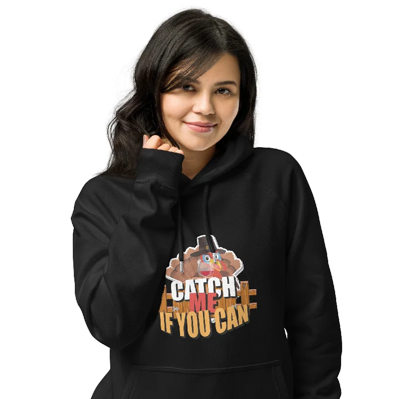 Cropped black hoodie -Catch Me If You Can Thanksgiving Graphics Women Eco Raglan Hoodie