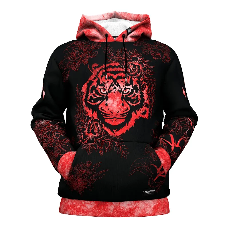 White zip-up hoodie -Mystical Tiger Hoodie