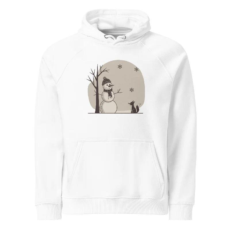 Cropped black hoodie -Snowman Christmas Graphics Women Eco Raglan Hoodie