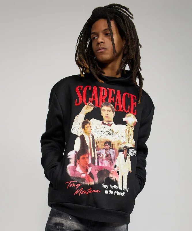 Midi red hoodie -Scarface Say Hello Embroidered Patch Hoodie - Black