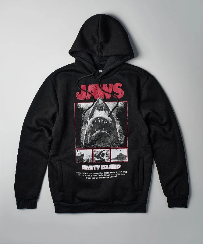 Plain white hoodie -Jaws Amity Island Hoodie - Black