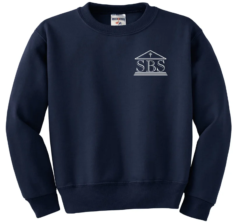 Short grey sweatshirts -SBS Navy Blue Heavy Weight Sweatshirt with logo