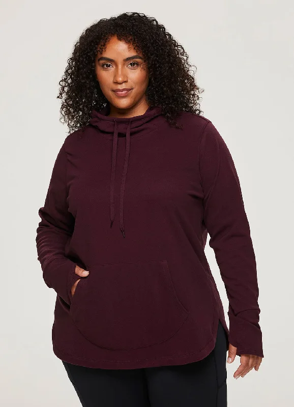 Solid black sweatshirts -Plus Oliver Plush Hoodie Tunic Sweatshirt