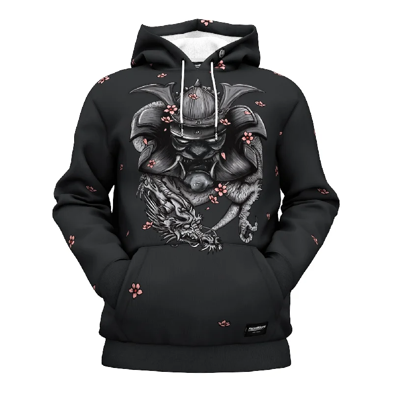 Hooded grey hoodie -Japanese Warrior Hoodie