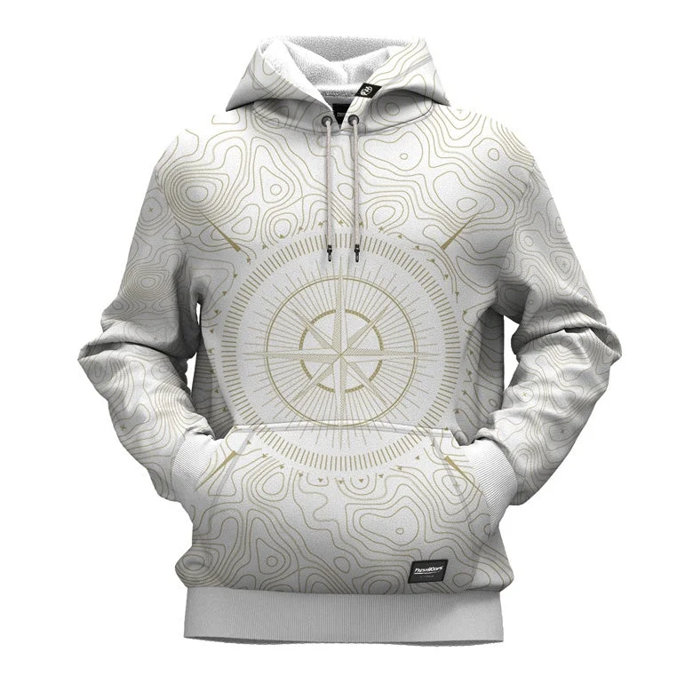 Short white hoodie -Geological Compass Hoodie