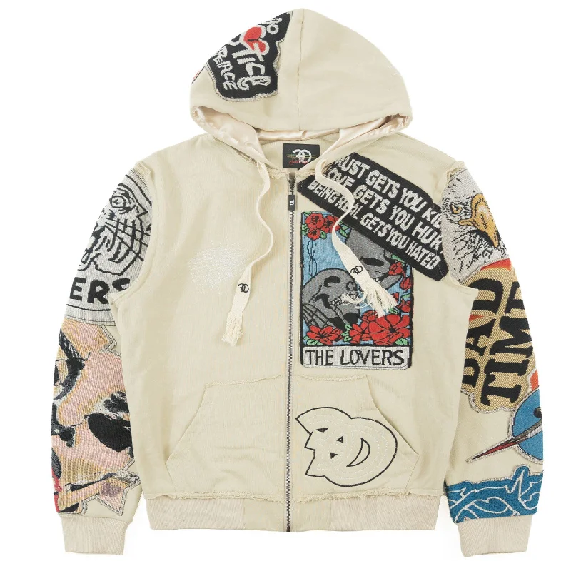 Soft white hoodie -F5545 Brave Heart Tapestry Hoodie - Oat