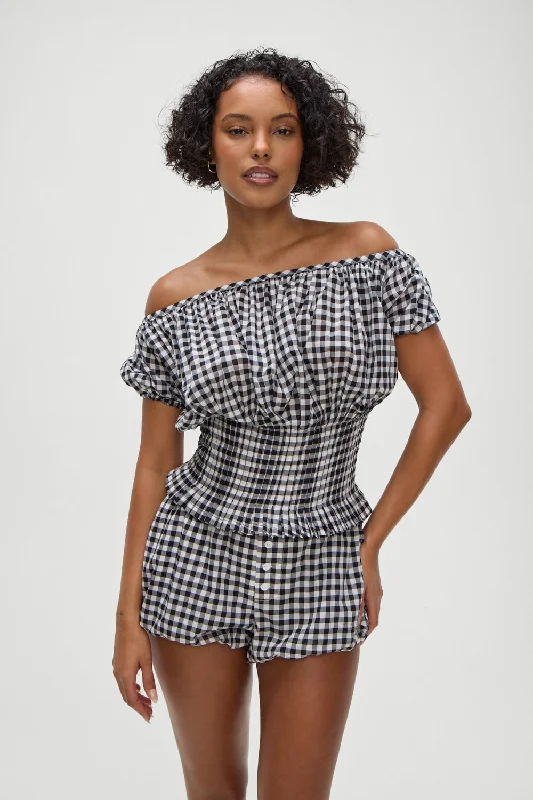 Party shirts flashy -Cider Blouse - Black Gingham