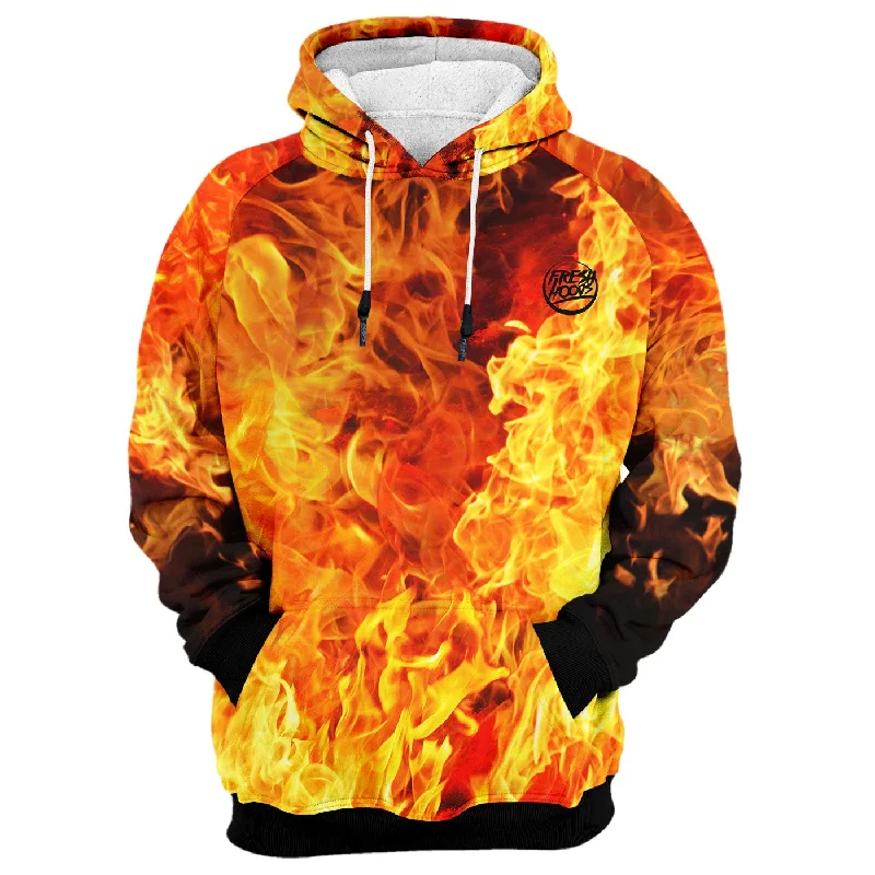 Long sleeve black hoodie -Fresh Flames Hoodie