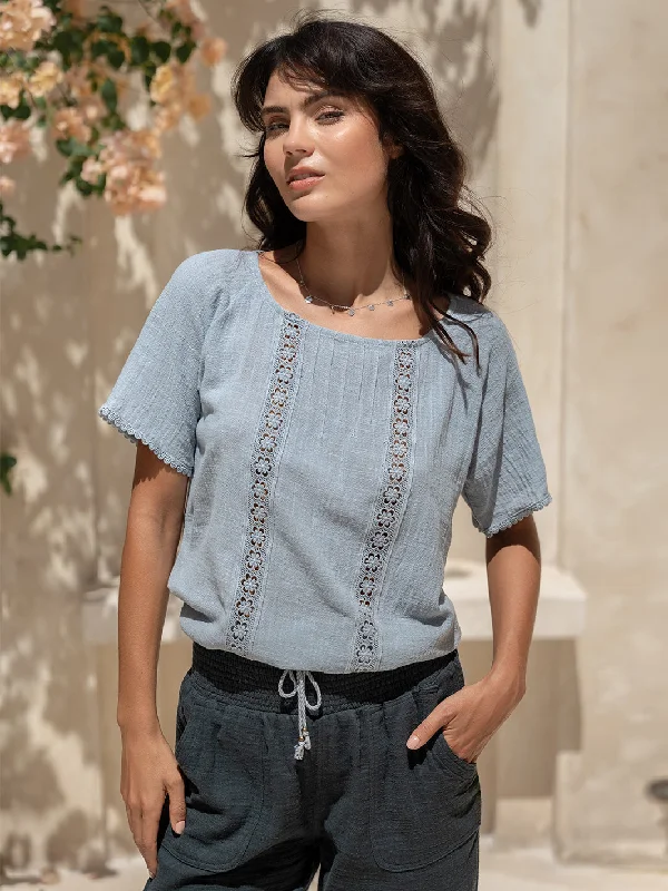 Grey blouses neutral -Daisy Organic Cotton Blouse Slate Blue