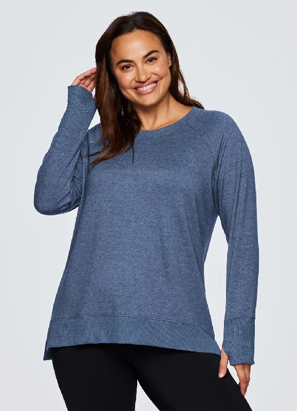 Long sleeve grey sweatshirts -Plus Everyday Lightweight Sweatshirt