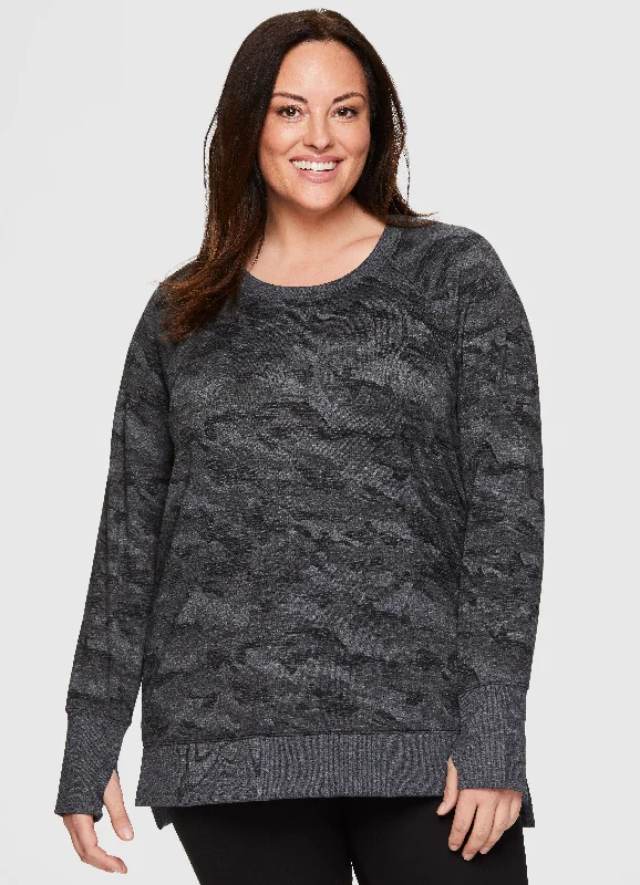 Cropped grey sweatshirts -Plus Prime Ready To Roll Camo Sweatshirt