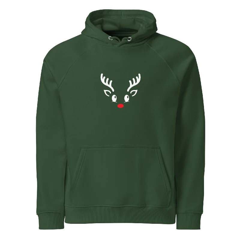 Long red hoodie -Reindeer Graphics Women Eco Raglan Hoodie