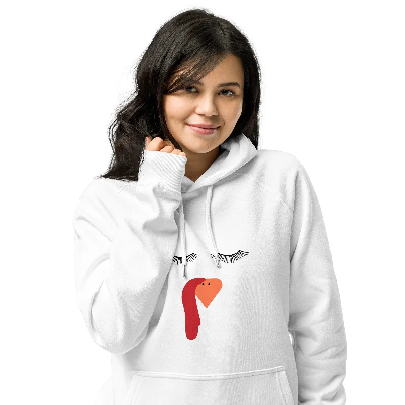 Long grey hoodie -Female Turkey Thanksgiving  Graphic Women Eco Raglan Hoodie