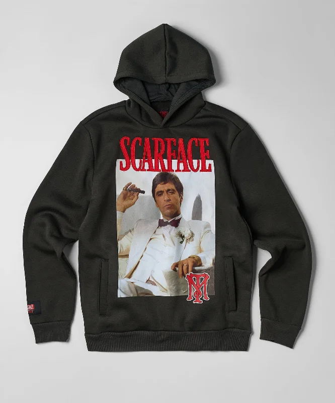 Solid white hoodie -Scarface White Suit Hoodie - Charcoal