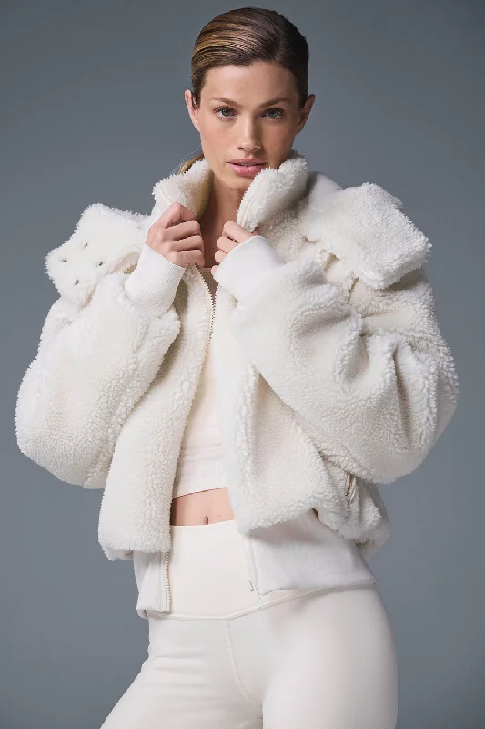 Thick black jacket -Foxy Sherpa Jacket - Ivory