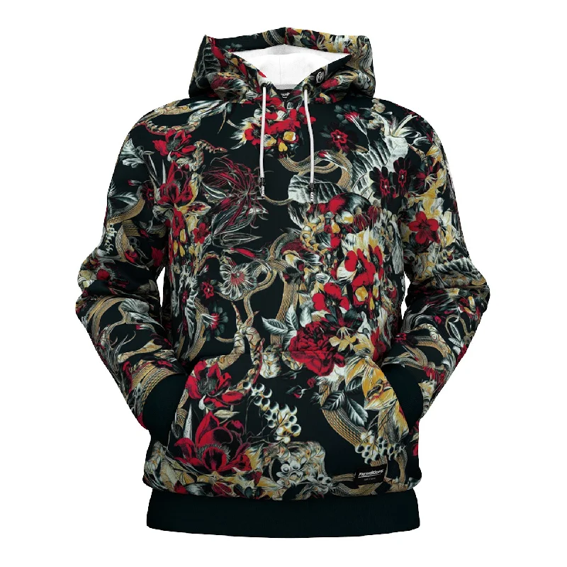 Lightweight red hoodie -Crimson Bloom Hoodie