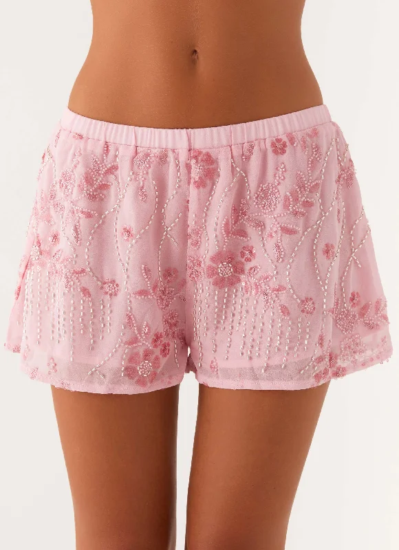 Purple shorts unique -Mercer Sequin Mini Shorts - Pink