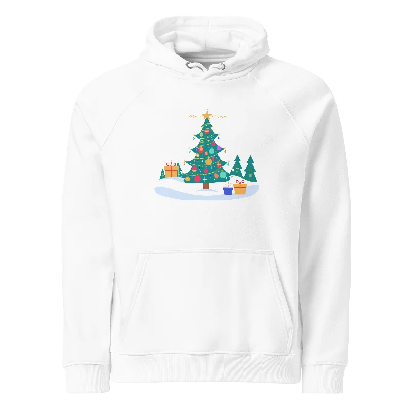 Striped grey hoodie -Merry & Bright Christmas Graphic Women Eco Raglan Hoodie