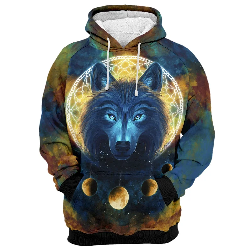 Ribbed black hoodie -Moon Wolf Hoodie