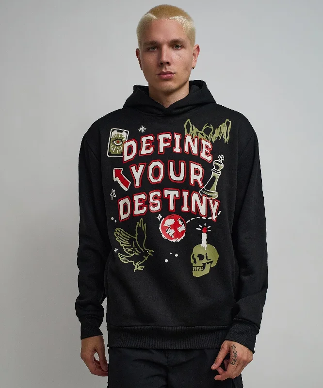 Boho white hoodie -Define Your Destiny Hoodie - Black