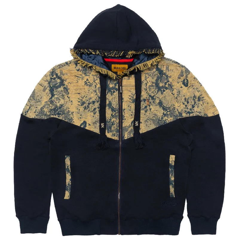 Extra long fleece hoodie -M4296 Veroma Tapestry Hoodie - Navy