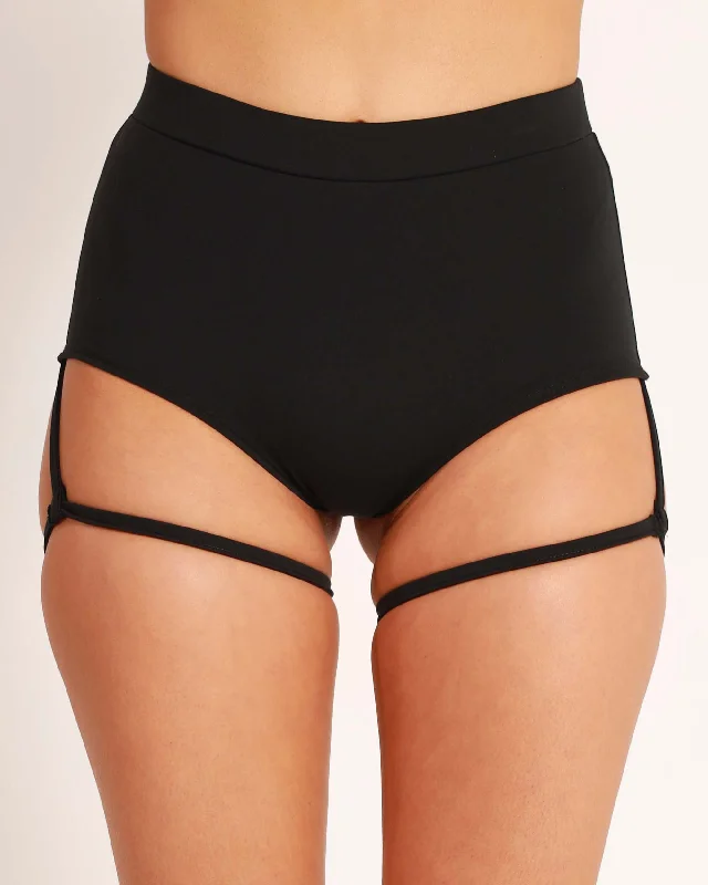 Music shorts sound -Overthrown High Waist Shorts with Leg Wraps