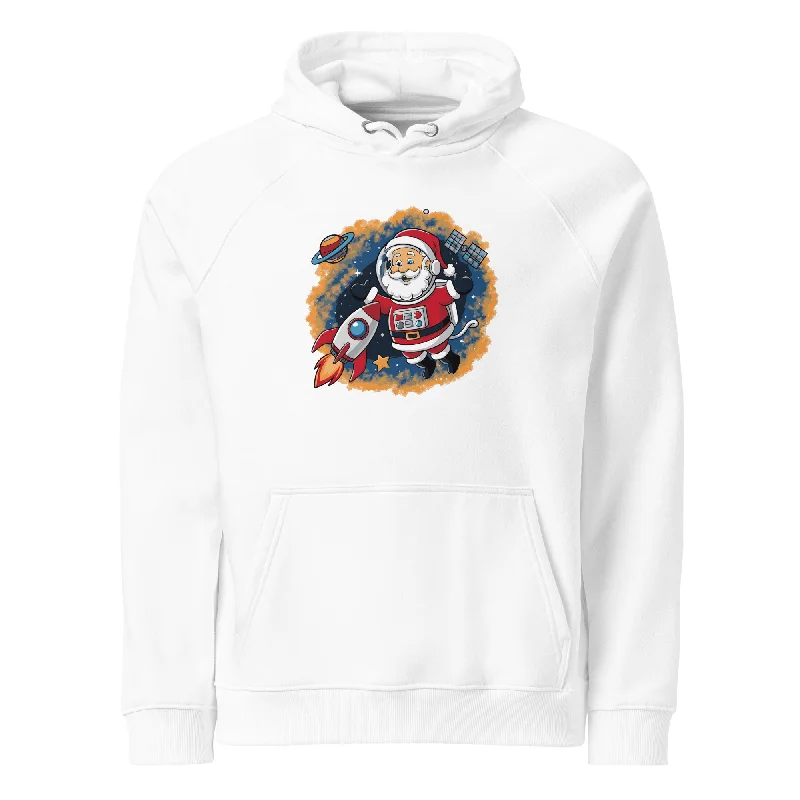 Elegant red hoodie -Astronaut Santa Graphic Women Eco Raglan Hoodie