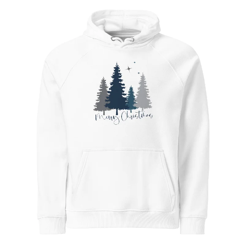 Classic red hoodie -Merry Christmas Tree Graphic Women Eco Raglan Hoodie