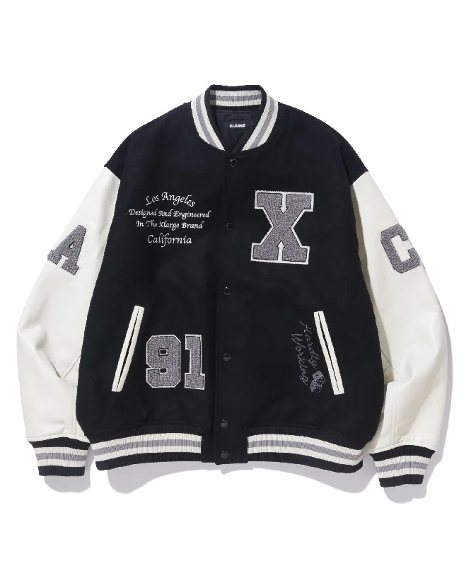 Patterned rain jacket -OG LOGO VARSITY JACKET