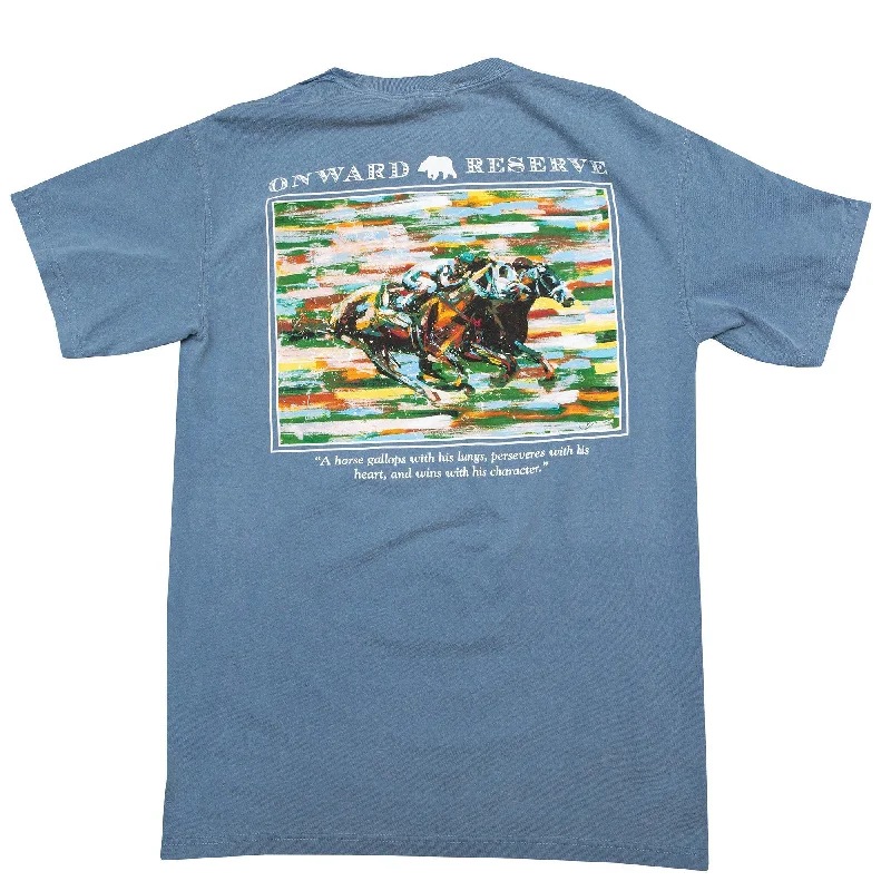 Student shorts study -Horse Track Short Sleeve Tee - Washed Blue