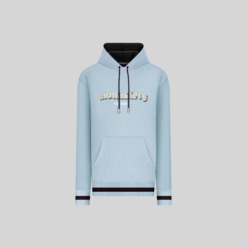 Long sleeve black hoodie -AQUARIUS BLUE HOODIE