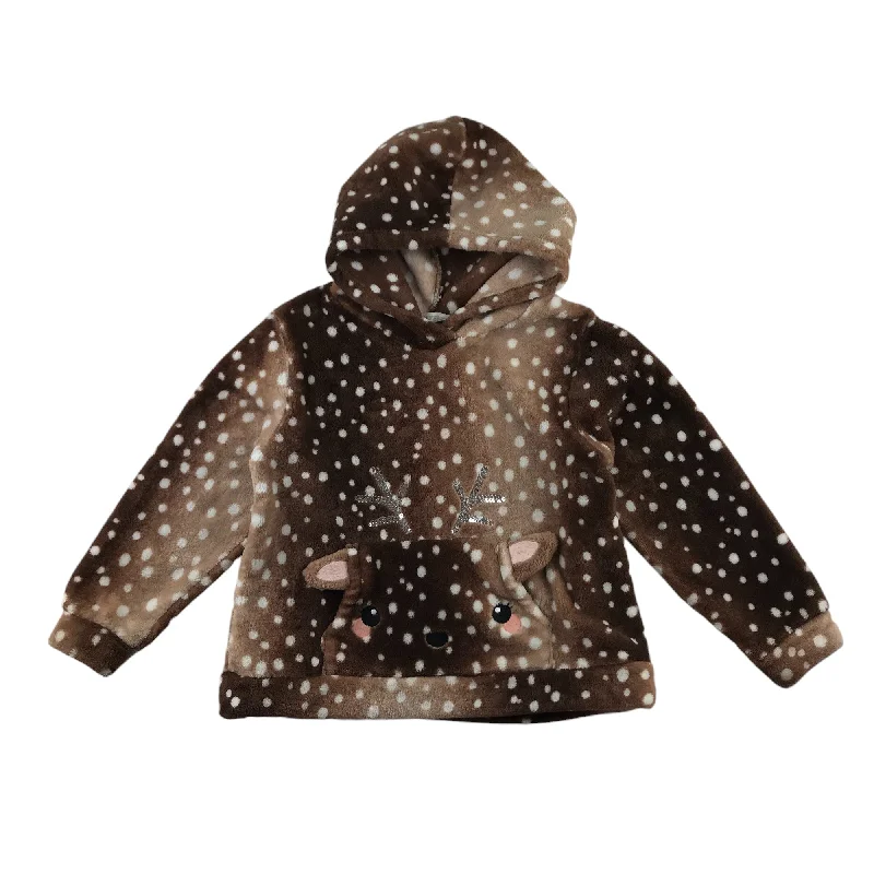 Maxi grey hoodie -H&M hoodie 6-7 years brown fluffy deer face and sequin details