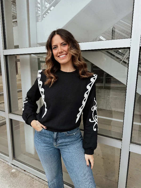 Polka dot black sweatshirts -Western Vibe Sweatshirt