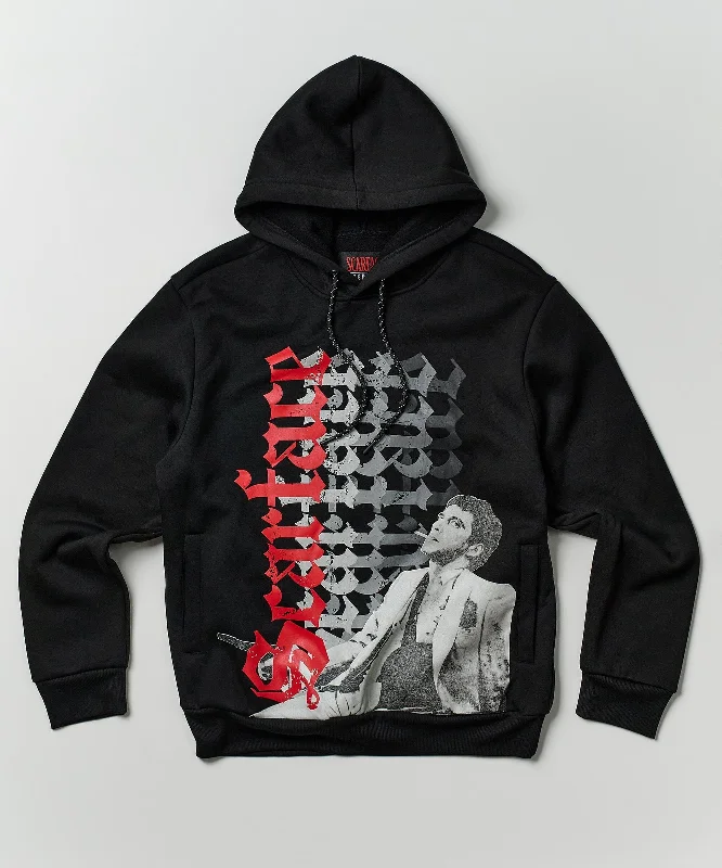 Plain red hoodie -Scarface Old English Hoodie - Black