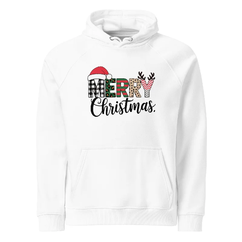 Oversized cozy hoodie -Merry Christmas Graphics Women Eco Raglan Hoodie