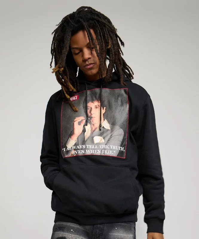 Extra long cotton hoodie -Scarface Truth Hoodie - Black