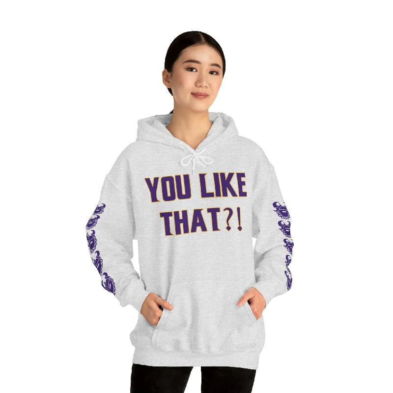 Cozy red hoodie -Unisex Heavy Blend™ Hooded Sweatshirt - YOU LIKE THAT?! + Game Day Helmet (Sleeves)