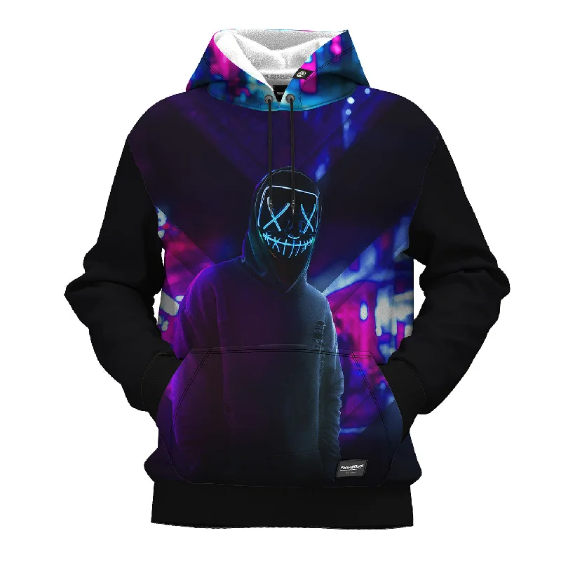 Warm black hoodie -Neon Face Hoodie