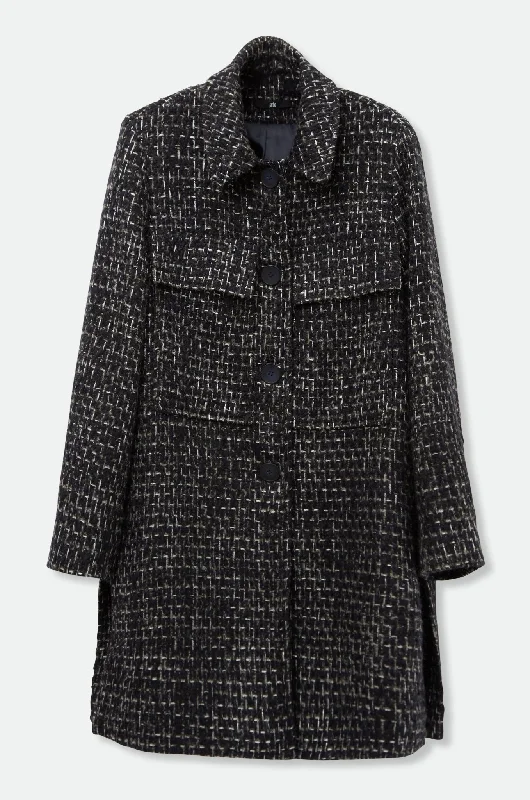 Sleeveless red jacket -CLAUDE TWEED PATCH POCKET COAT IN DEEP BLUE