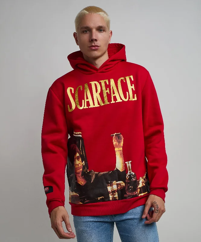 Warm grey hoodie -Scarface Photo Print Hoodie - Red