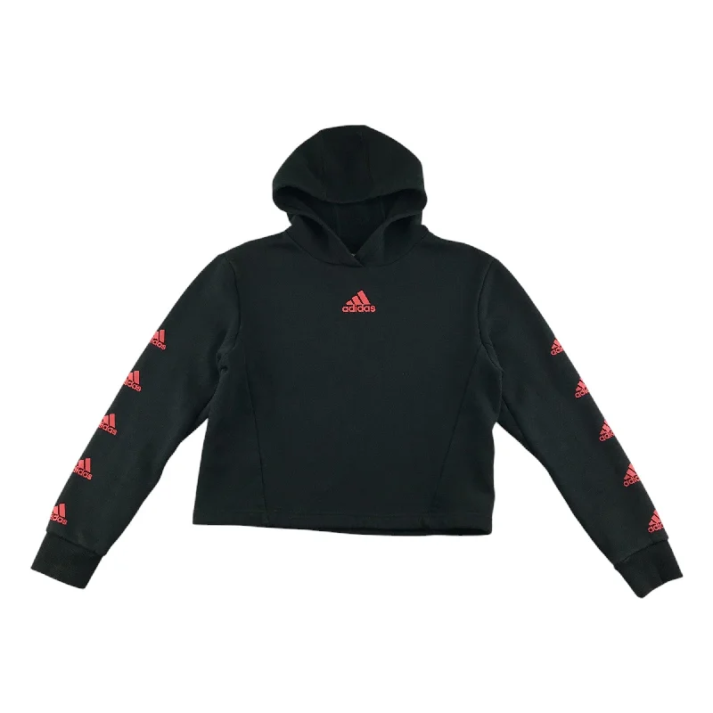 Cozy red hoodie -Adidas hoodie 13-14 years black plain with pink detailing cropped