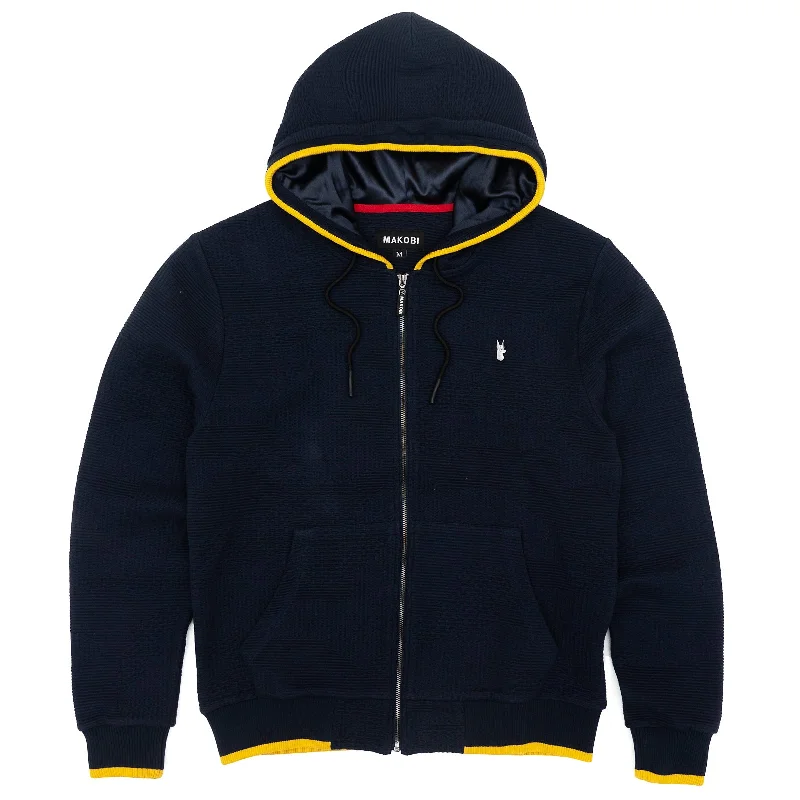 Striped black hoodie -M4432 Amalfi Knit Hoodie - Navy