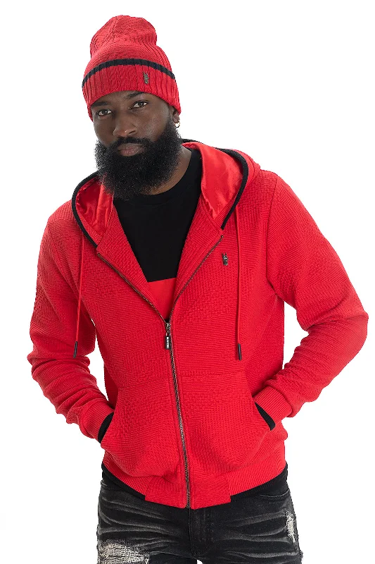 Casual red hoodie -M4432 Amalfi Knit Hoodie - Red