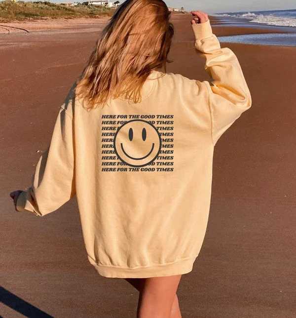 Soft black sweatshirts -Here For the Good Times Comfort Color Sweatshirt